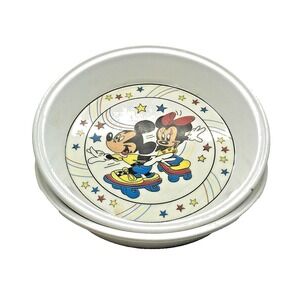 2X Melamine Disney Cereal Bowl MICKEY MINNIE Skate Cartoon Vintage SET OF 2